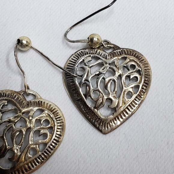 Silver Stamped HBC 925 Heart Earring Fish Hook - Picture 3 of 9